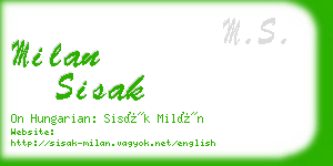 milan sisak business card